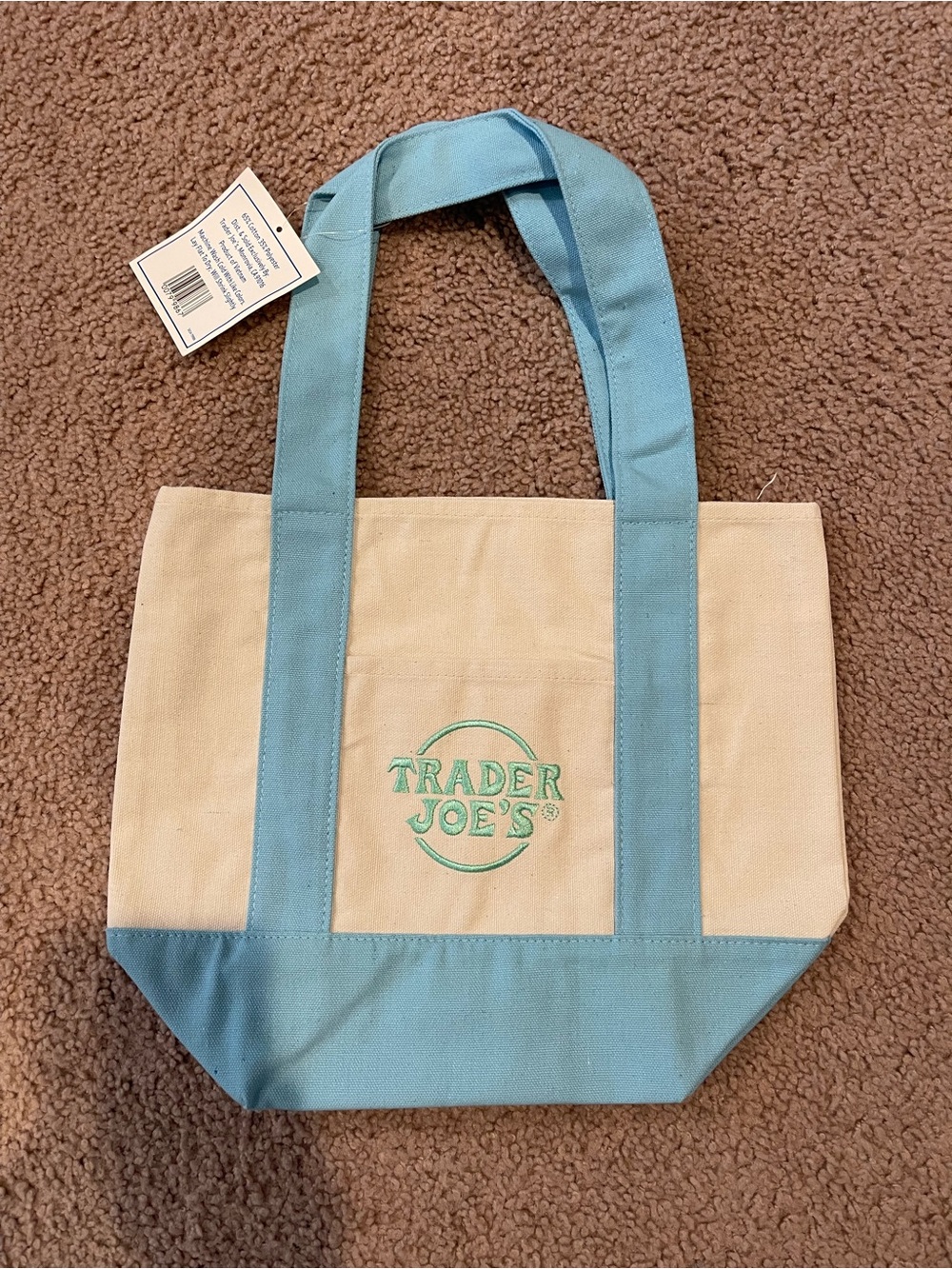 Trader Joe's Trendy Mini Pastel Canvas Tote Bag Limited Edition